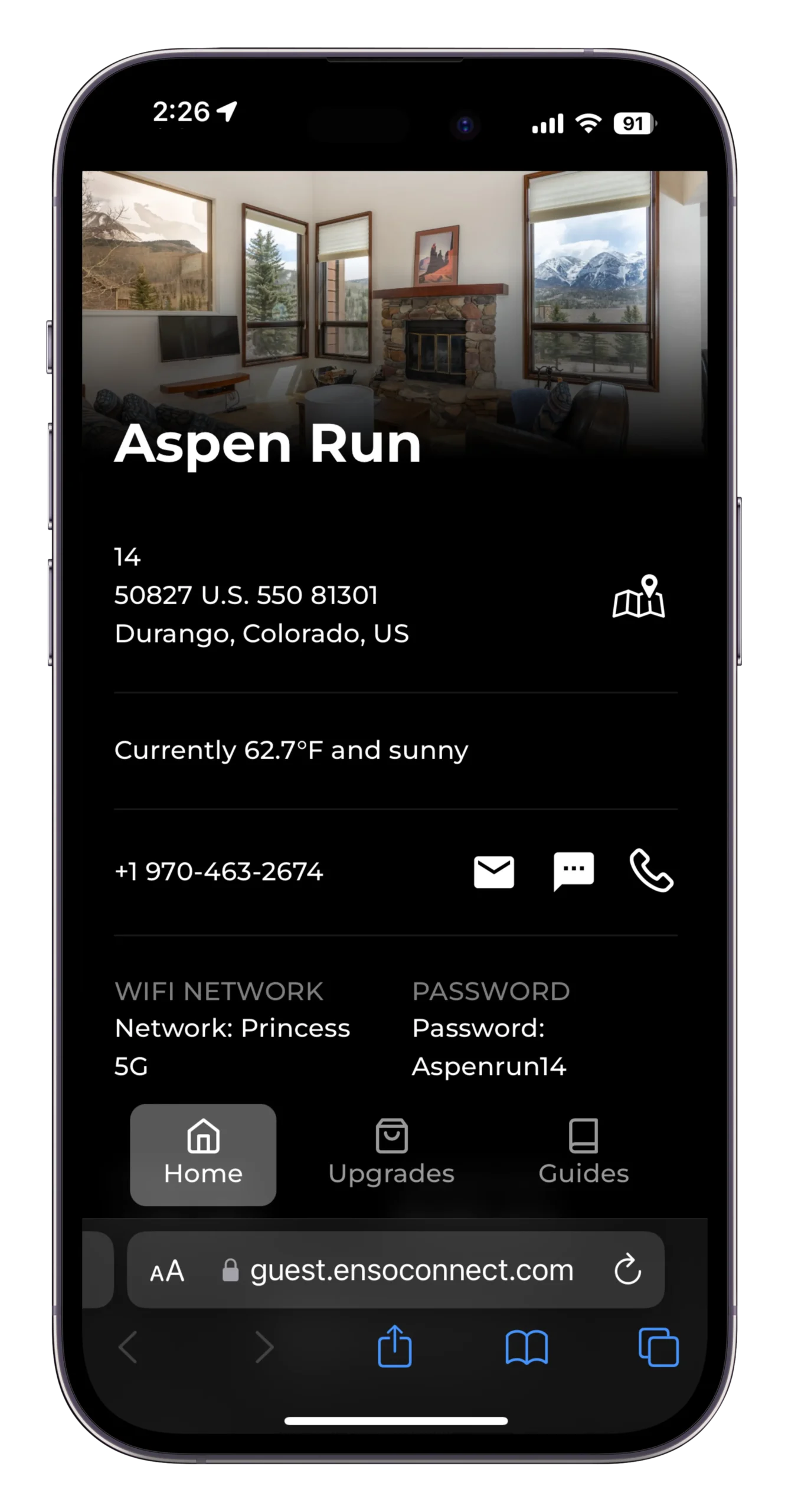 Durango Colorado Vacation Boarding Pass guest app